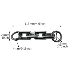 RLECS 2PCS 116x27mm Zinc Alloy Hanging Clip Chain Extensions Acrylic Square Extension Chain Suitable for Clutch Bag Mini Bag Handbag Crossbody Bag