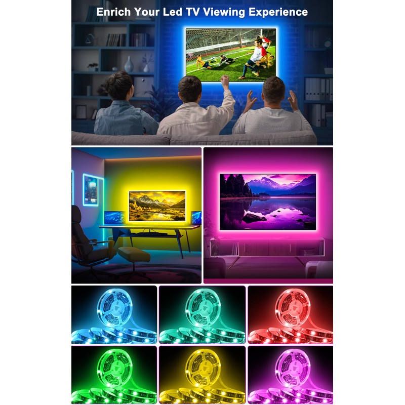 Daymeet LED Lights RGB Backlight, 16.4ft Strip for 65-85 inch