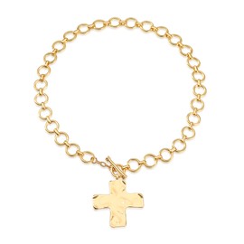 LunarCharm Cross Necklace Chunky Statement Gold Cross Pendant Necklace with Gift Box Cross Necklace Thick Chain Chunky Gold Statement Pendant Necklace