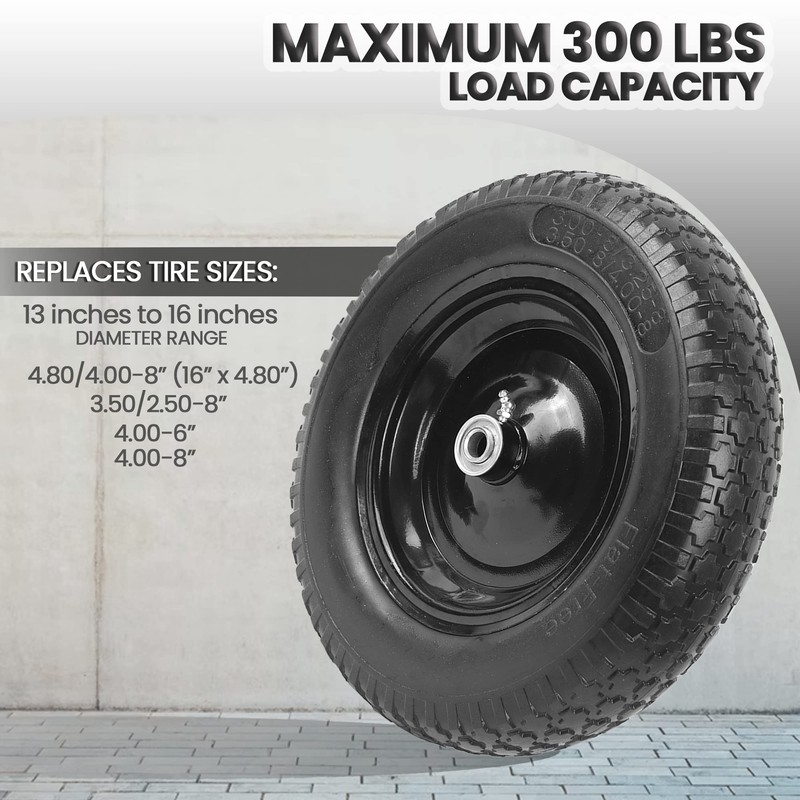AR-PRO 4.80/4.00-8" Flat Free Tire and Wheel - 14.5" Solid
