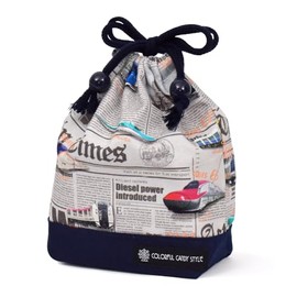 COLORFUL CANDY STYLE N3587700 Drawstring Bag, Small, Cup Bag, Drawstring Bag, For Children, Elementary School Students, School Entrance, Boys, Bullet Train and Railway World, Gray