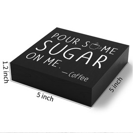 Coffee Bar Decor Coffee Bar Accessories Wood Sign Kitchen Sign Desk Decor Rustic Black Wooden Box Sign for Home Kitchen Dining Room Pub Club Bar Shop Table Countertop Shelf Tier Tray Decor