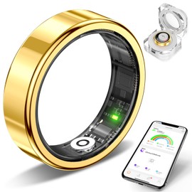 EGTWORO Smart Health Tracking Ring Fitness Sleep Monitoring Ring with Heart Rate Sensor, Waterproof Activity Tracker for Men and Women, Compatible with iOS and Android (Gold, 8)