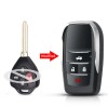 keyecu Modified Flip Remote Key Shell Case 4Button for TOYOTA
