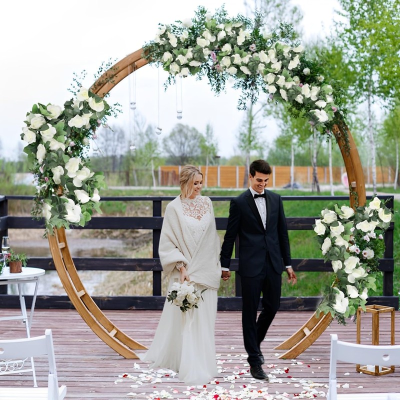 Flower Garland Decoration, 2 Pack White Artificial Flowers Garlands, 220cm