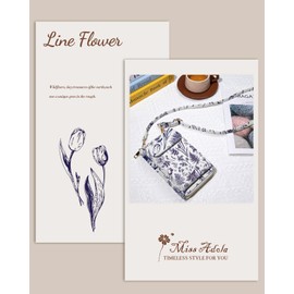 Miss Adola Cute Crossbody Purse Cell Phone Bags - Leather Cellphone Wallet Purse with Adjustable Shoulder Strap and Handle Strap Women Fashion Blue Flower