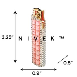 Rhinestone Bling Lighter Luxury Torch Refillable Windproof Elegant Evening Party Gift Luxe (Champagne)