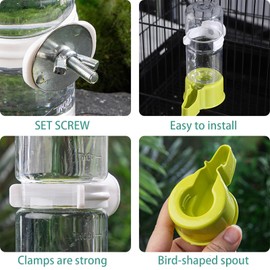 Lucky Interests 2Pcs Automatic Bird Water Dispenser, No Mess Automatic Water Feeder, Parrot Cage Water Dispenser Bottle with Screw Buckle for Parakeet Budgie Lovebirds Canary Cockatiel, Blue