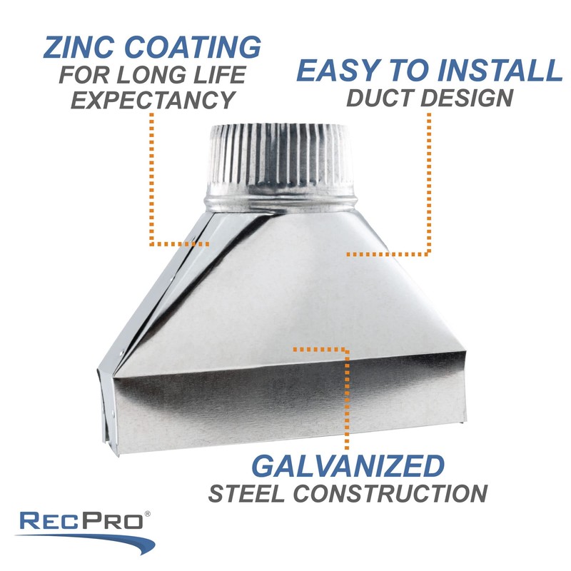 RecPro RV Ducting 4-Inch Straight Register Boot | Straight Crimped