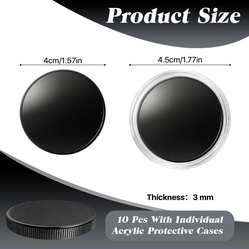 Black Challenge Coin Blank, Laser Engraving Custom Coin Blank, 40x3mm,10Pcs