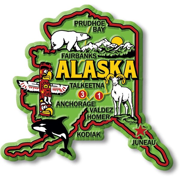 Alaska Colorful State Magnet by Classic Magnets, 3.5" x 3.3",