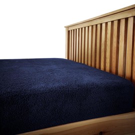 VELVETIO Easy Care Teddy Bear Deep Fitted Sheet, Super Soft Thermal Warm Fleece Bedsheet, Hypoallergenic Cuddle & Fluffy Bed Linen, Single Size Bedset, Navy