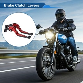 A ABSOPRO Short Long Brake Clutch Levers for Yamaha YZF R1 1999-2001 Adjustable Motorcycle Handlebar Brake Lever Aluminum Alloy Red Handle Black End
