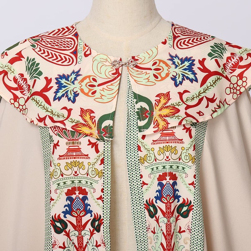 BLESSUME Priest Clergy Cape Coronation Print Costume Robe, beige