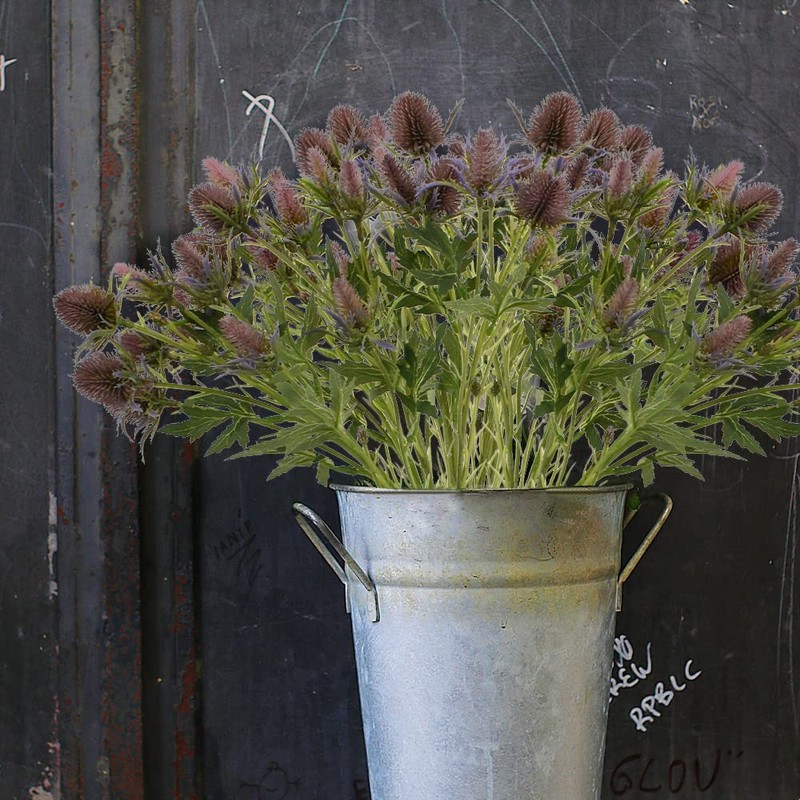 HUIANER Artificial Thistle Spray Eryngium Flowers 2pcs Artificial Eryngium Artificial