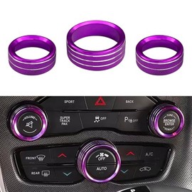 qboonpt QBOONPT 3PCS AC Air Conditioner Switch Button Knob Cover, Radio Volume Control Knob Aluminum Alloy Trim Cover for Dodge Challenger Jeep Grand Cherokee Chrysler, Car Interior Decor Accessories(Purple)