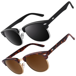 CGID MJ56 Retro Vintage Sunglasses in Popular 60s Browline Style with Striking Marked Half Rims, Glasses Trends 2019 -