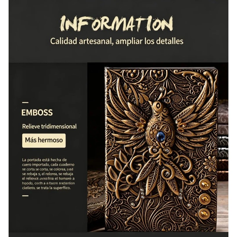 Libreta Vintage Diario De Escritura De Piel En Relieve 3d