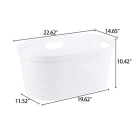 Yesdate 4 Pack Large Laundry Baskets, Plastic, White, 40L
