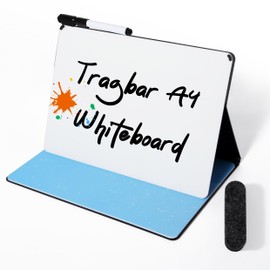 Whiteboard Small A4 No Magnet, 31 x 24 cm Mini Portable Memo Board Double-Sided Whiteboard Wipe Clean Hard Shell for Office, School, Home - Includes 1 Marker with Eraser Tip