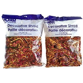 Decorative Shred Basket Filler Fall Colors - Red Black, Orange Set of 2