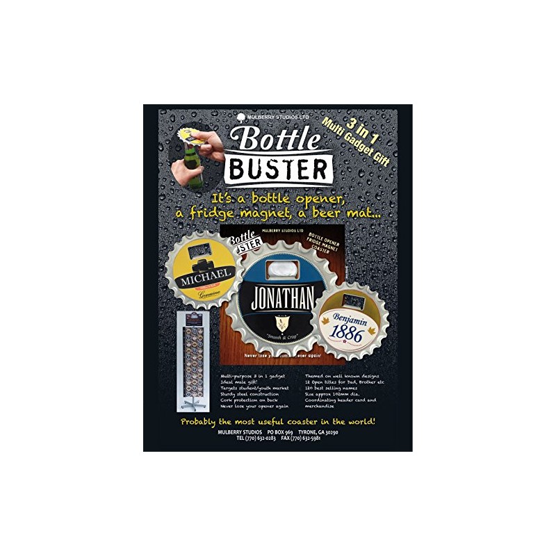 Bottle Buster 3in1 Opener, Magnet & Coaster - Wayne