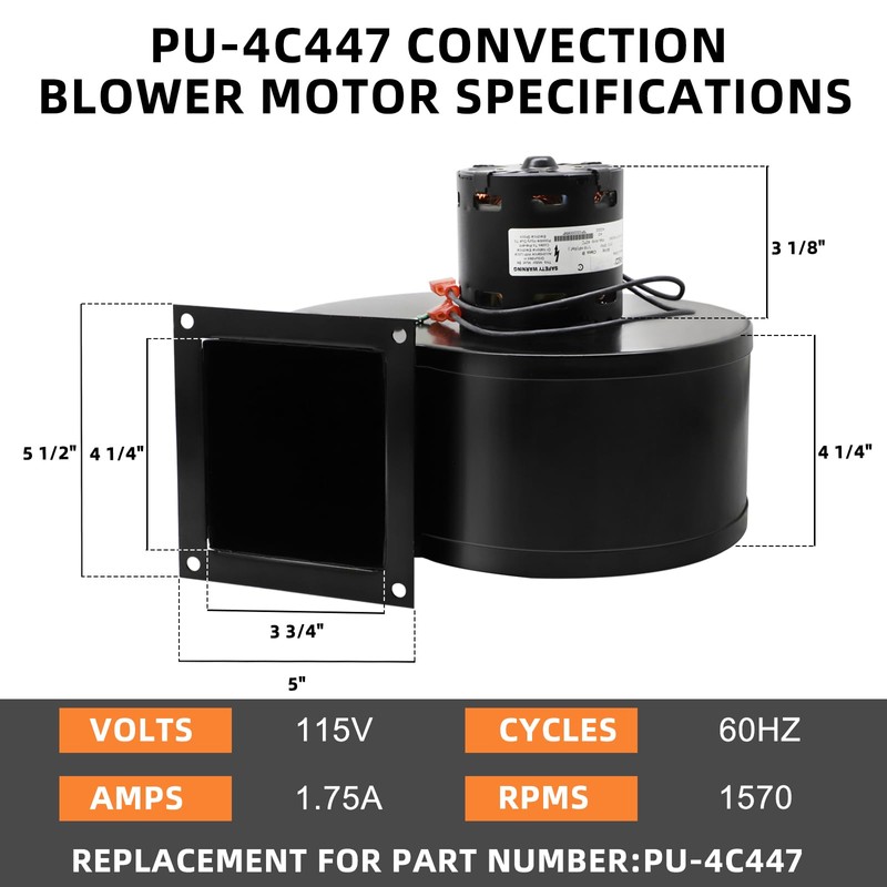 Hiorucet PU-4C447 Convection Blower Motor Replacement for Englander & England