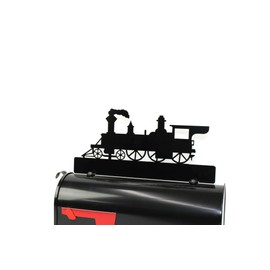 Hobby, Recreation and Career Style Metal Powder Coated Mailbox Topper (CUSTOMIZED Train Engine, Semi-Gloss Black)