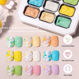Gel Paint for Nails | Paint Gel,9 Colors Palette Art Set for Molding Drawing Sculpture Decoration Manicure Girls Salon Home