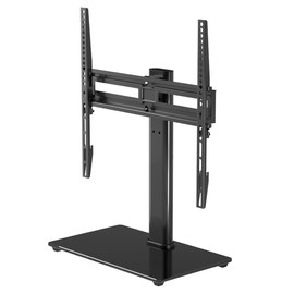 Suptek Universal Table Top TV Stand, Pedestal TV Stand for 17-55 inch Screens, Height Adjustable TV Base Stand with Tempered Glass Base and Wire Management, Holds up to 40kg, VESA 75/400mm, TS001-02