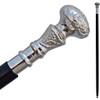 Elegant Wooden Walking Stick with Silver Brass Handle – Victorian