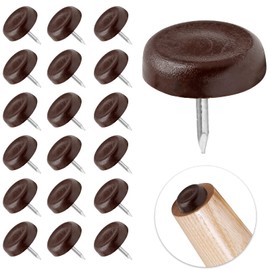 Waziaqoc 60PCS Nylon Furniture Sliders, Brown Nail On Furniture Glides Sliders Round 17.5mm x 5mm Furniture Legs Feet Floor Protectors Nail Pads for Table Chair Legs