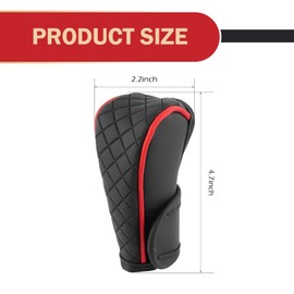 Diamall 1 PC Car Gear Shift Cover, Non-slip Leather Shifter Cover, Breathable Automotive Gear Shift Decoration Accessories for Shift Lever Protection, Universal for Most Cars Trucks SUVs (Black&Red)