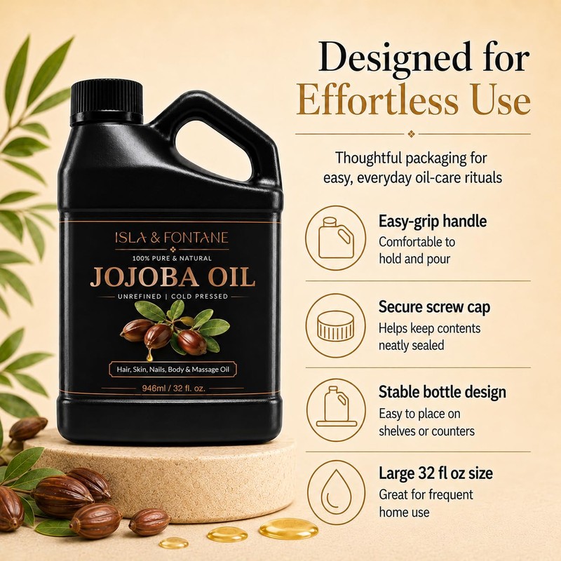Jojoba Oil, 100% Pure, Cold Pressed, Unrefined, 32 fl oz