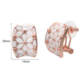 Vissen White Flower Rose Gold Stud Earrings Women's Earrings Pull Through Fashion Jewellery Earrings, Rose gold plated