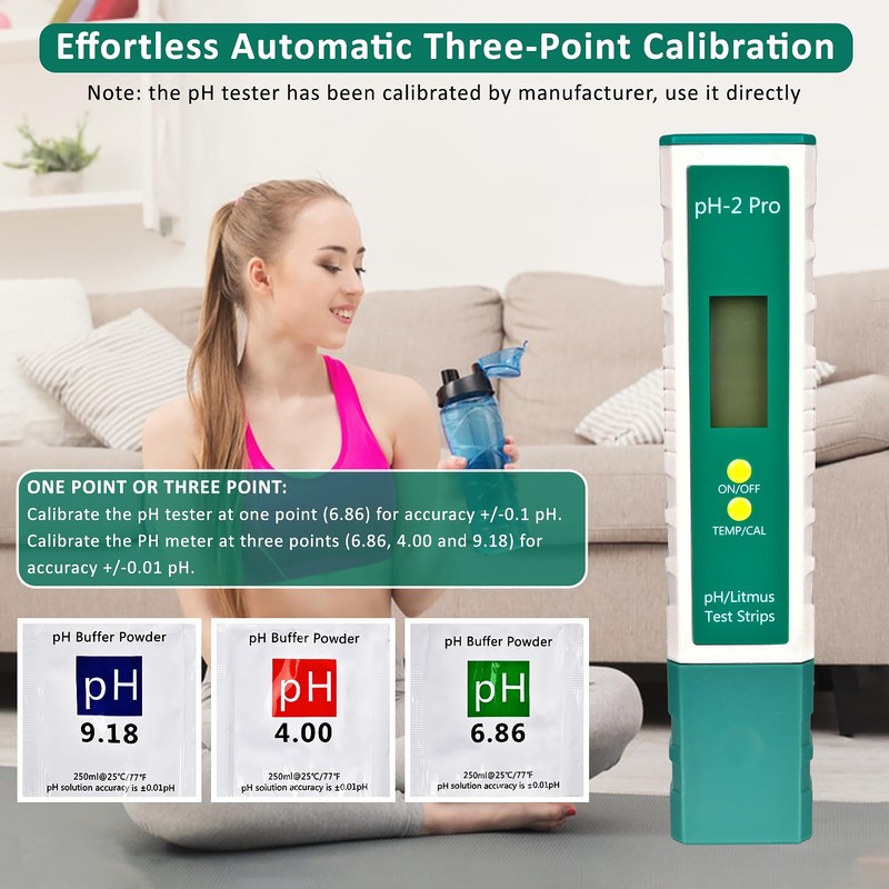 Homcoice pH Meter Digital pH/Litmus Test Strip/Temp Multifunction pH Tester,