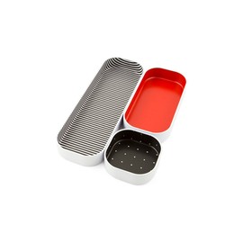 Three By Three Seattle Drawer Organizer Pack of 3, 1", Red/Stripes/Dots (52311)