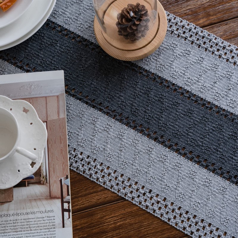 Weldomcor Macrame Table Runners Woven Rustic Table Runner Cotton Linen