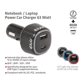 Club3D CAC-1922 Notebook/Laptop 12 V Car Charger 63 Watt