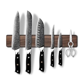 Magnetic Knife Holder for Wall, Wood with Strong Rare Earth Magnets, Double-Sided Kitchen Knife Storage Rack, Magnetic Knife Strip & Bar, Wall Mounted Utensil Organizer, Strong Knife Rack for Kitchen