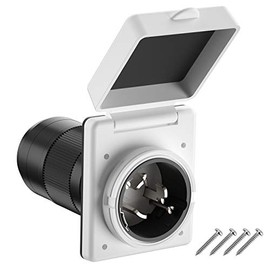 Kohree RV 125/250V 50 AMP Power Plug Twist Lock Inlet with 3 Stainless Steel Pins and Screws, White
