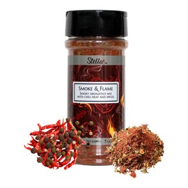 Stella Foods Smoke & Flame Chili & Spice Blend - Hickory Smoke & Spicy BBQ Seasoning - Low FODMAP, Vegan, Kosher, Made in USA, 5.0 oz Bottle