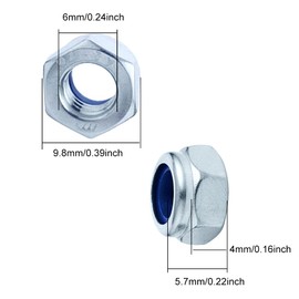 Ansodo 30 Pcs Standard DIN985 M6 Nylon Nuts (6mm), Hardware Nuts, Silver Carbon Steel M6 Hex Nuts, Nylon Insert Lock Nuts, Hex Self Clinching Nuts for Industrial & Construction Fasteners