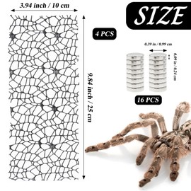 Niuohoy 4 Pack Tarantula Enclosure Accessories Jumping Spider Habitat Accessories with 16pcs Magnets Spider Terrarium Decoration Praying Mantis Habitat Jumping Spider Climbing Mesh (Black)