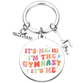 Gymnastics Gifts Cute Gymnast Keychain - Silver It's Me, Hi I'm The Gymnast It's Me, Gymnastics Stuff Keyring for Graduation Birthday Christmas Gift for Women and Girls
