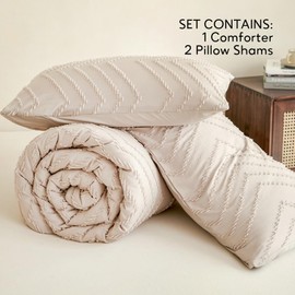 brelixan Full Size Comforter Set - Khaki Boho 3-Piece Bedding, Soft & Warm, Lightweight, Hypoallergenic, Machine Washable, Seasons, Farmhouse Bohemian Style