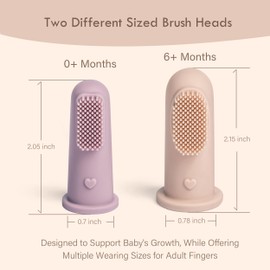 Moonkie Baby Toothbrush Finger Toothbrush Oral Cleaner Kit for 3 Months +, 4 Pcs Small (Blush/Pale Mauve)/Large (Clay/Ivory)