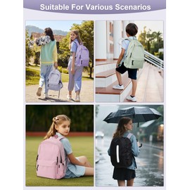 FIORETTO Backpack Womens School Bag Girls Boys, Lightweight Water-Resistant Fits 15.6” Laptop Large Capacity Rucksack with Rain Cover, Ideal for School College Commuting Travel Grey