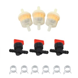Petrol Tap 8 mm, Fuel Tap Set, Fuel Shut-off Valve for Small Engines, Gas Shut-off Valves, Fuel Gas Tank, Shut-off Valves, Filter Clamps, Garden Brushcutter, Lawn Mower Accessories