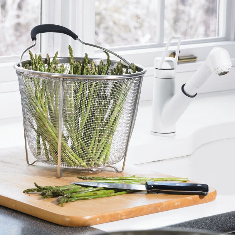 Polder 8 inch Strainer and Steamer Insert Basket, Stainless Steel,